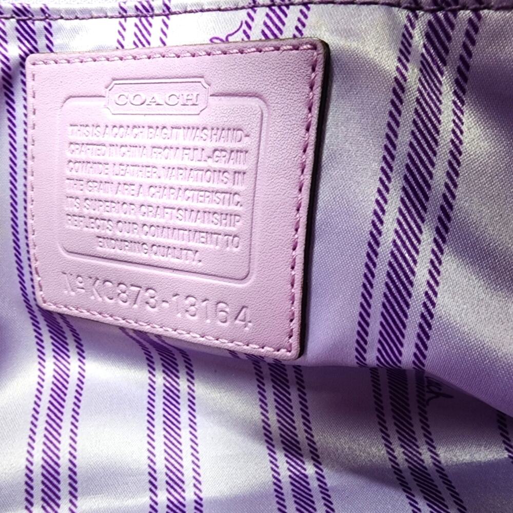 Coach Penelope Leather Satchel Handbag Lilac Purple Leather Bag Silver Hardware - Picture 10 of 15